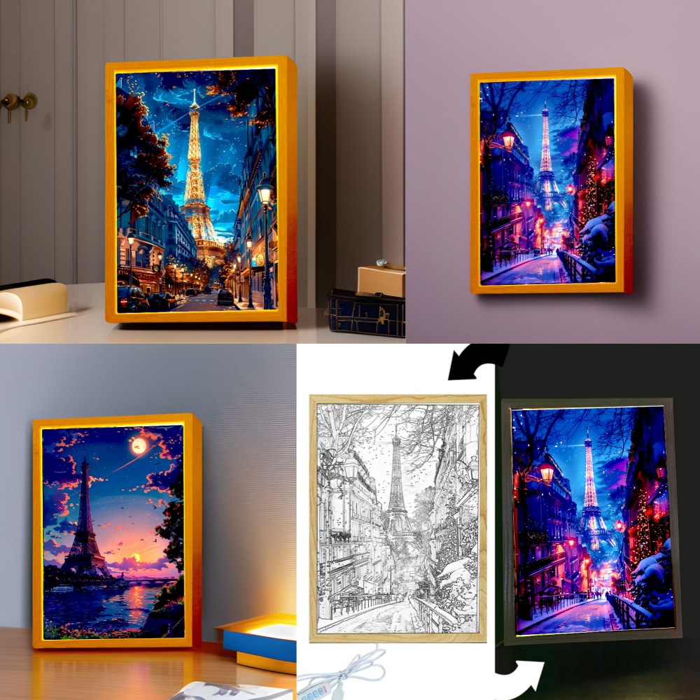 Photography Lighting Board - Красивый город, Париж, фоторамка с рисунком,